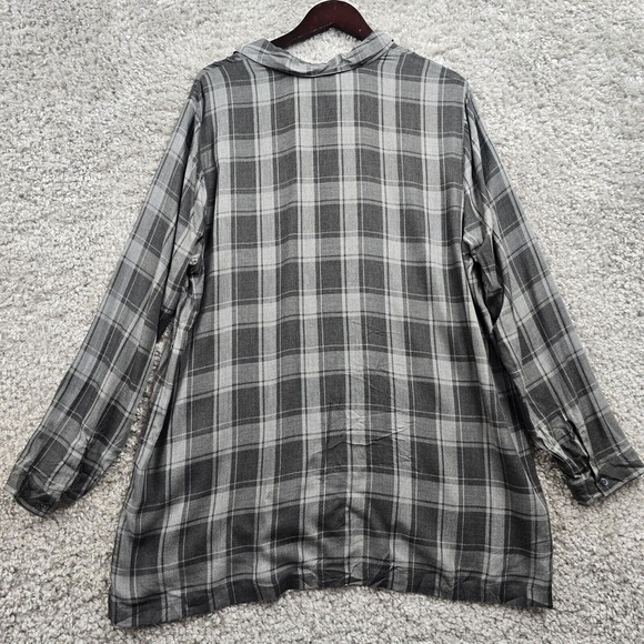 J Jill Shirt Womens XL Gray Tunic Plaid Embroidered Pullover Long Sleeve New - Picture 7 of 11